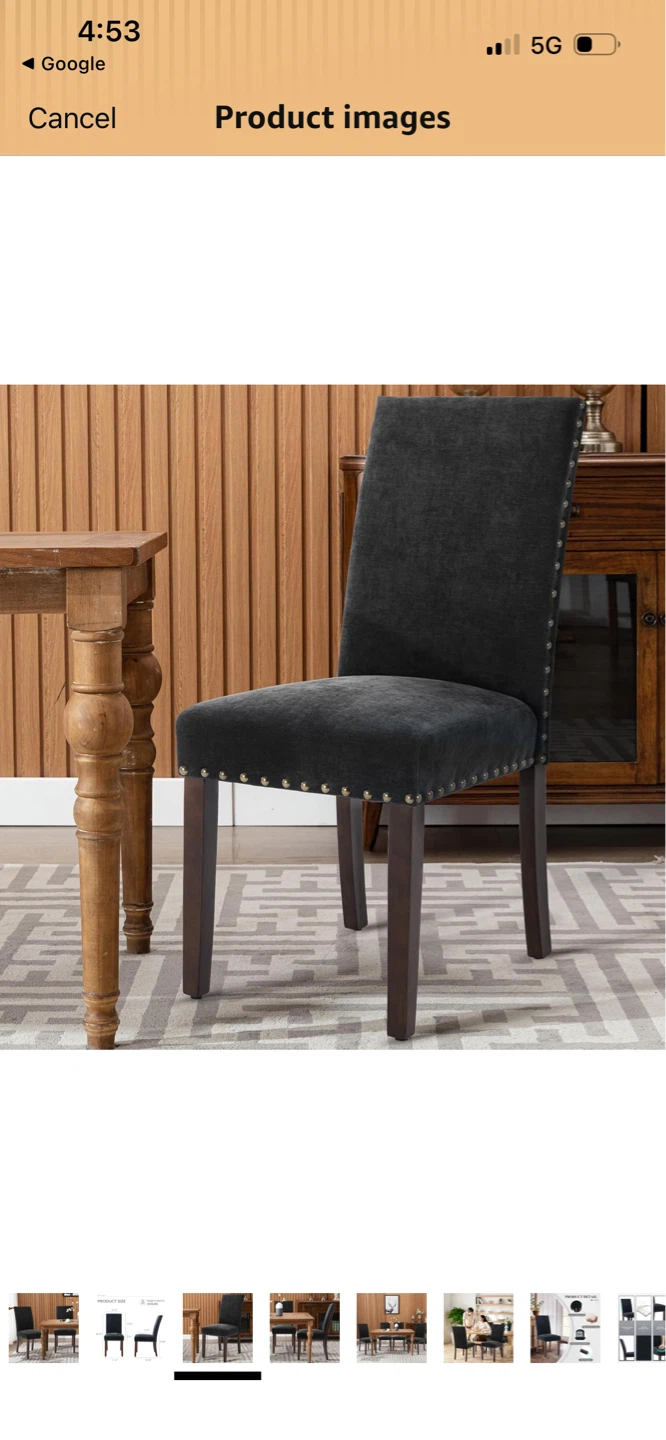 New Black Upholstered Dining Chairs Nailhead Trim (Set of 2) - photo 3