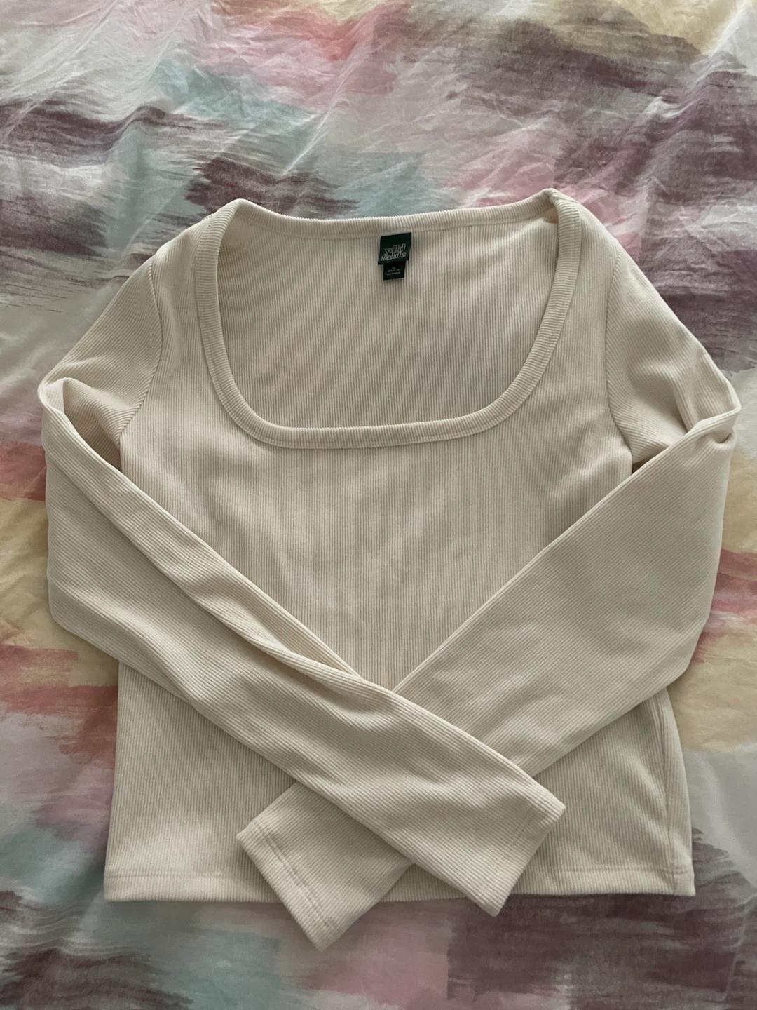 Wild Fable Cream Ribbed Long Sleeve Top