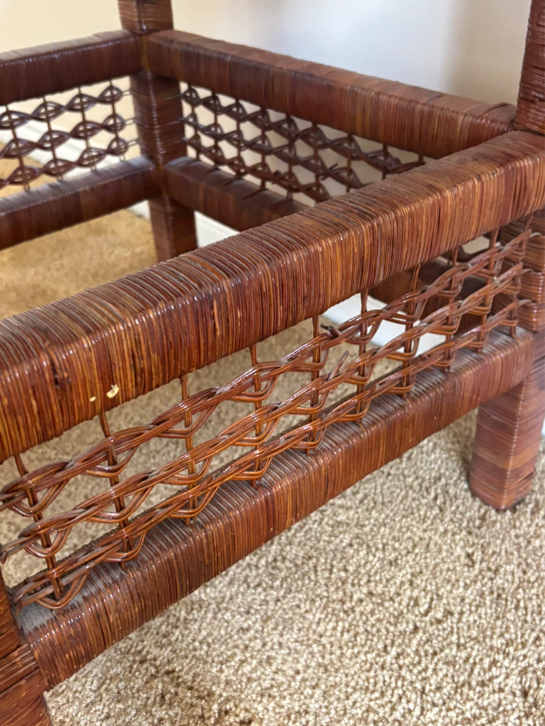 Vintage Rattan Boho Side Table - photo 4