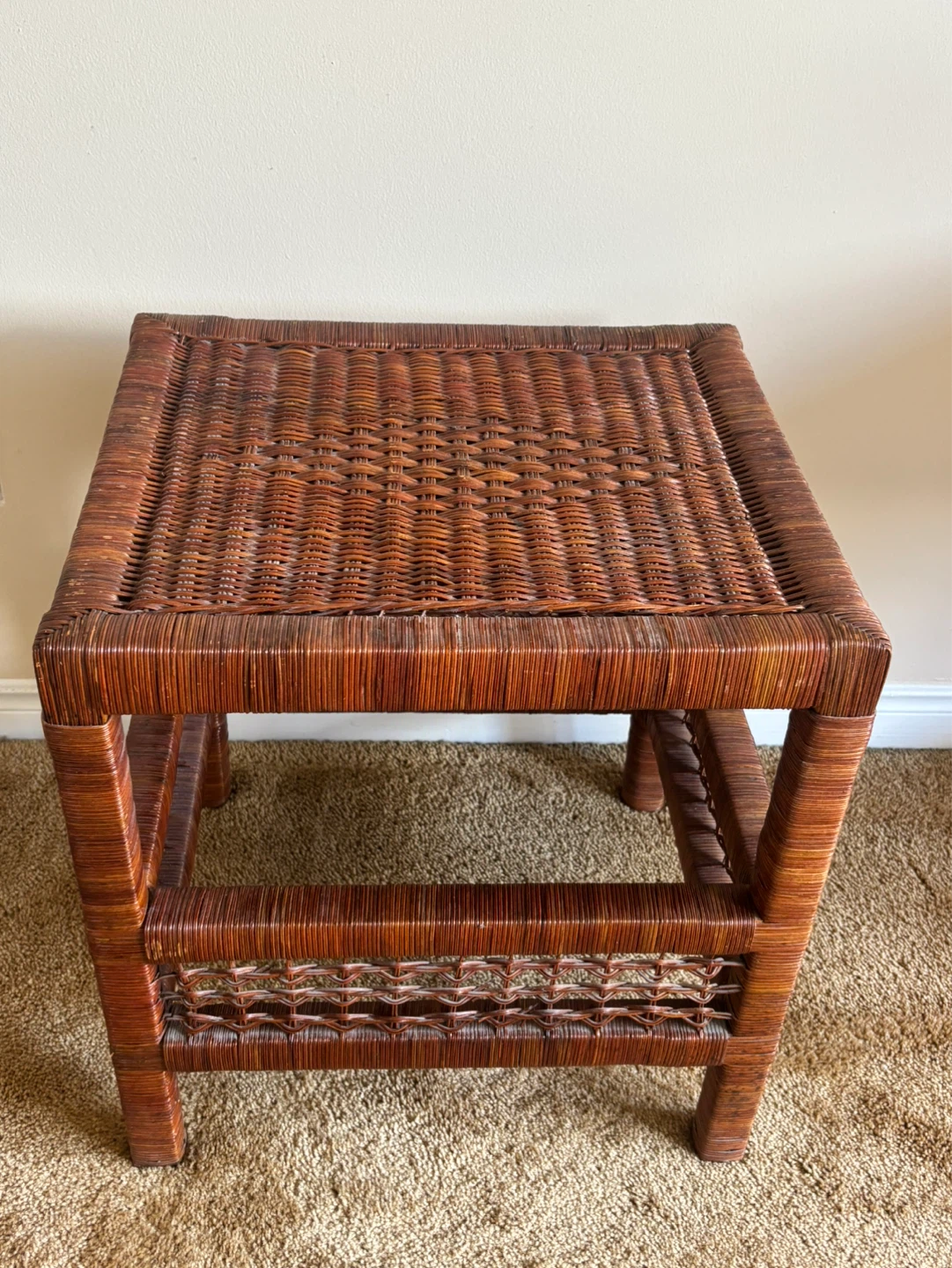 Vintage Rattan Boho Side Table