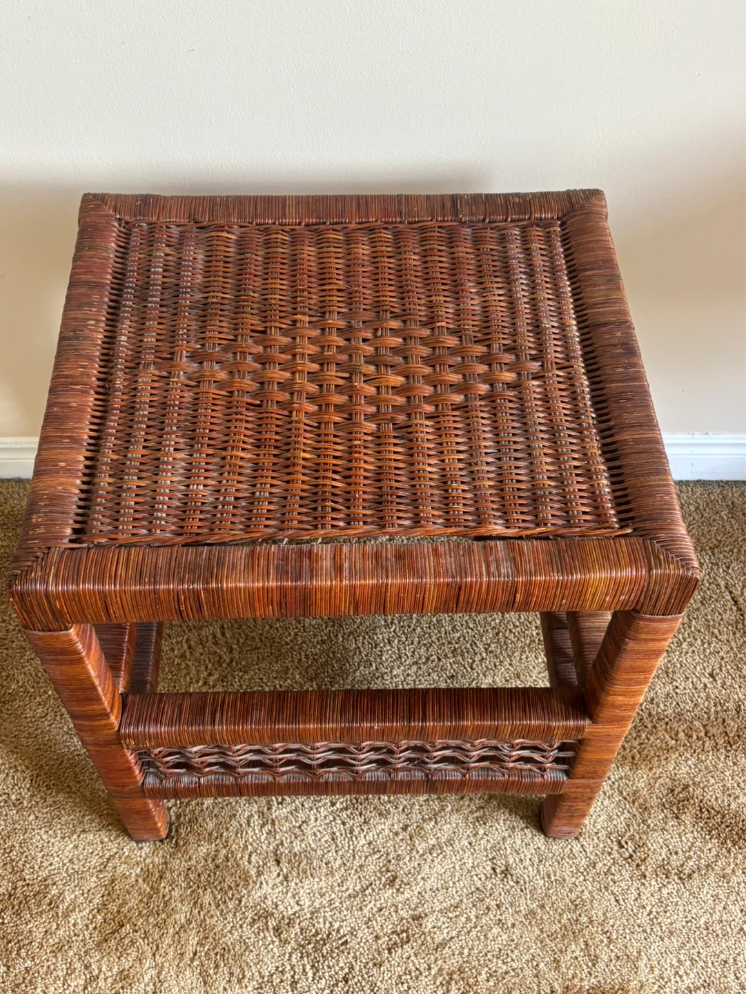 Vintage Rattan Boho Side Table - photo 2