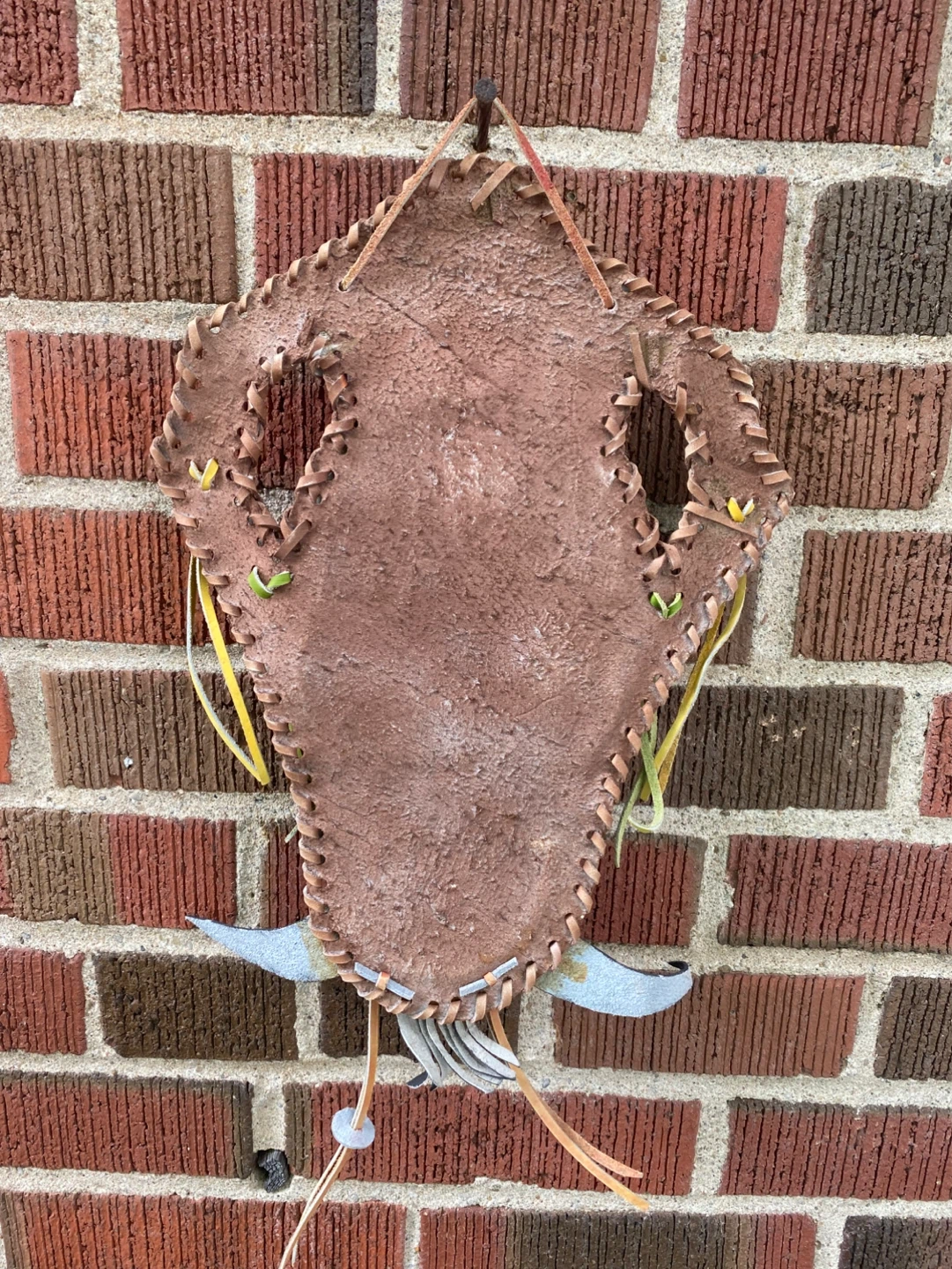 Handmade Leather Tribal Mask Wall Hanging - photo 5