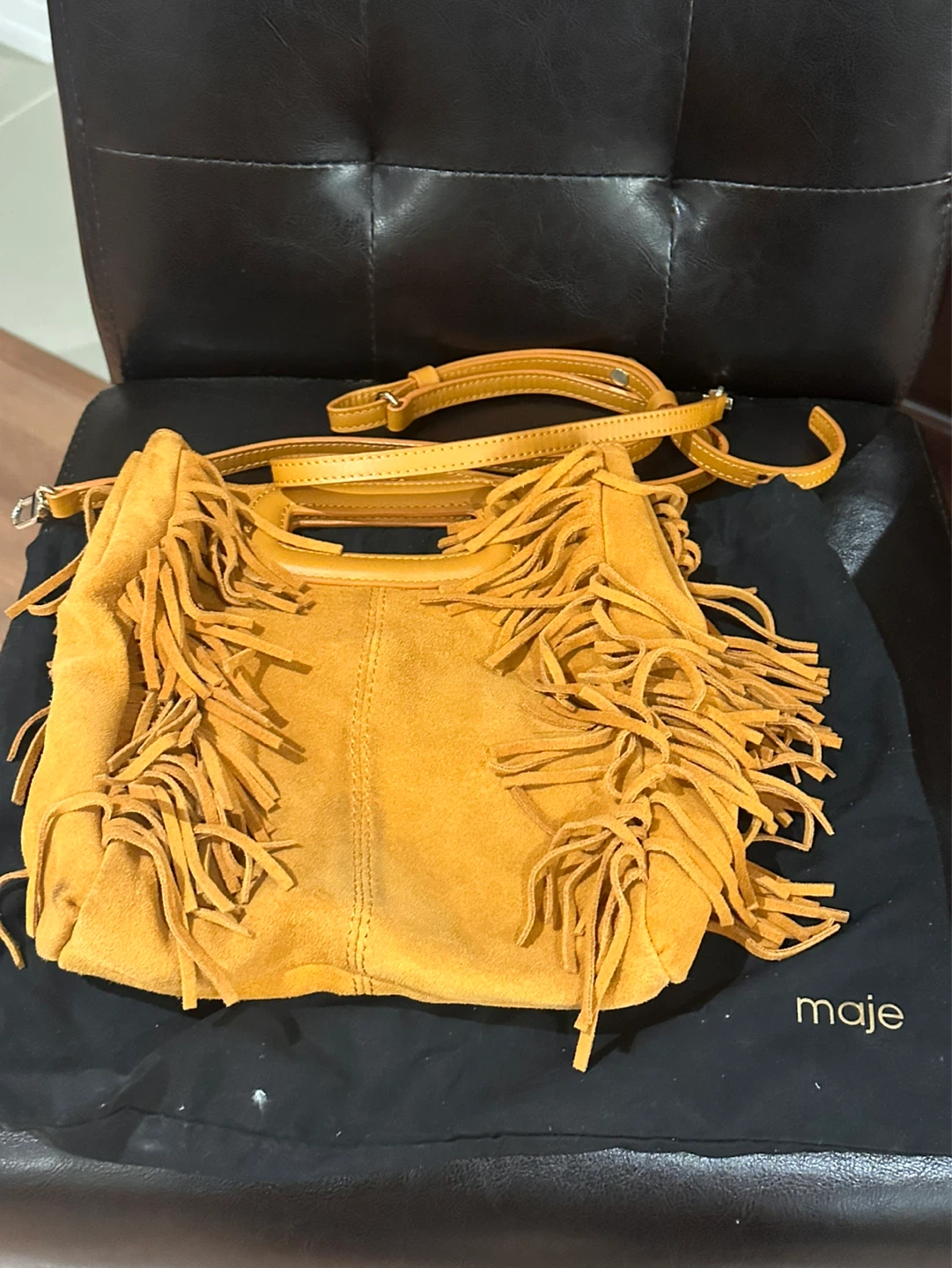 Maje Suede Fringe Handbag
