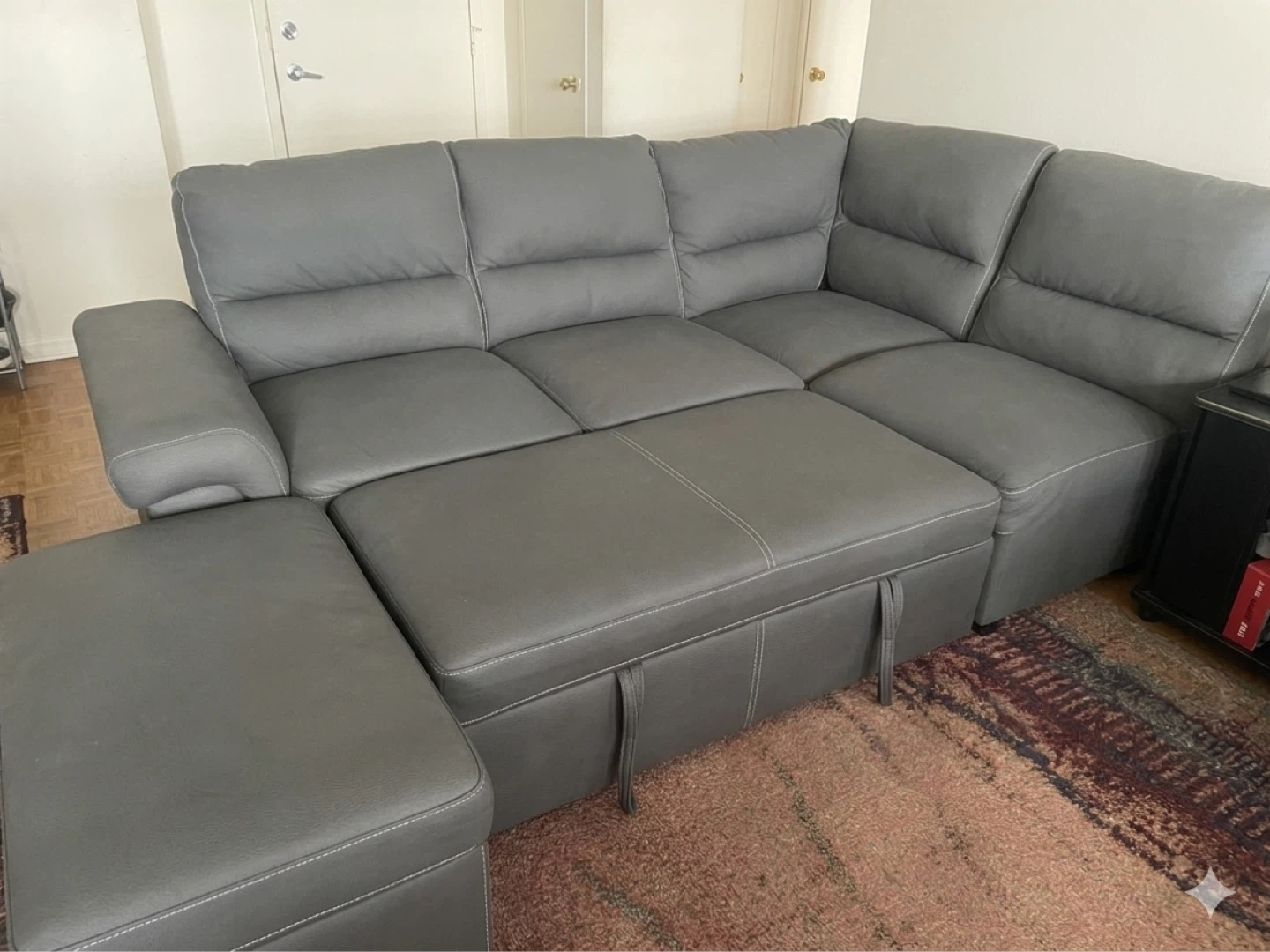 Grey Sectional Sofa Pulls out / with Ottoman