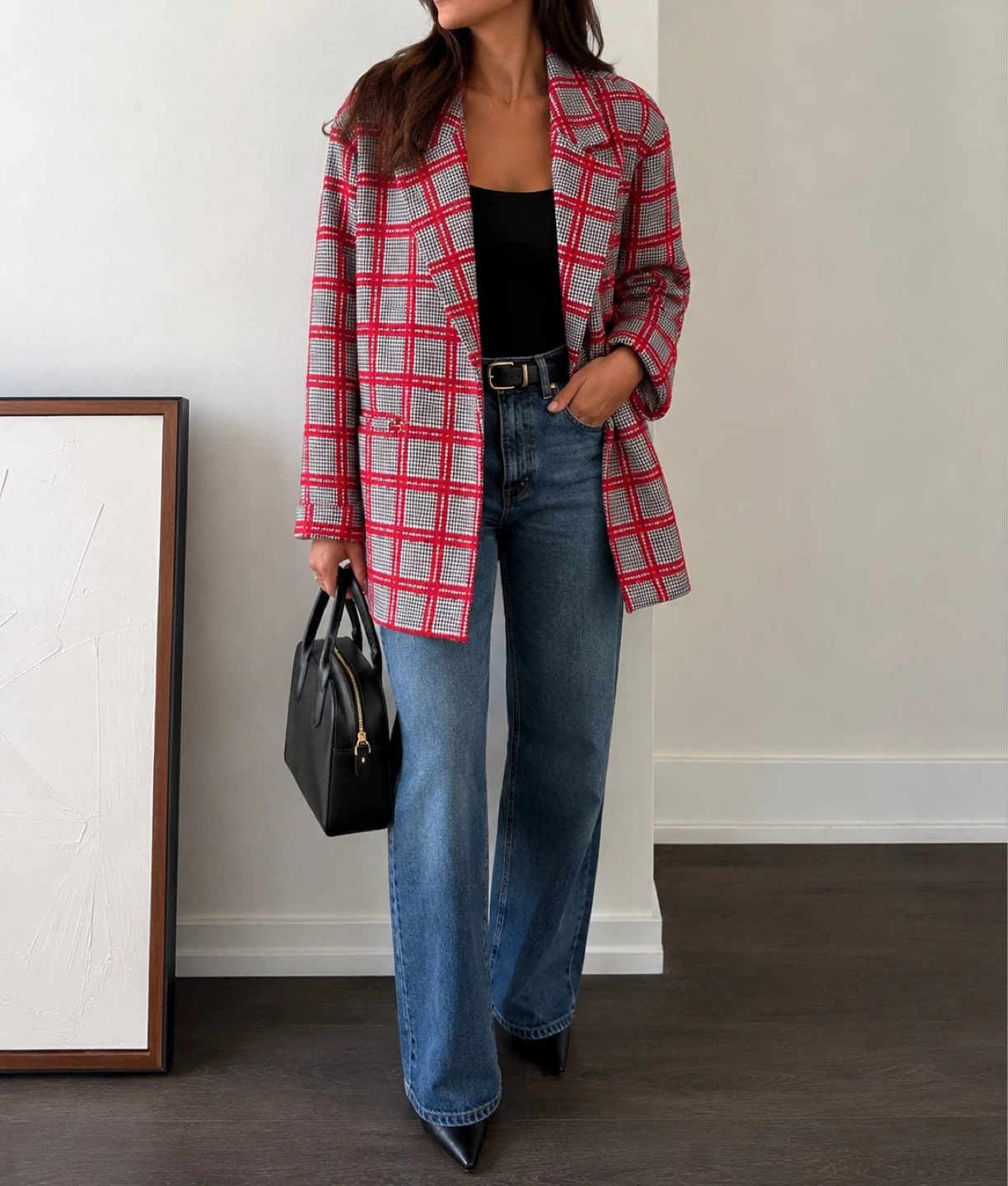 Romon Plaid Blazer Jacket