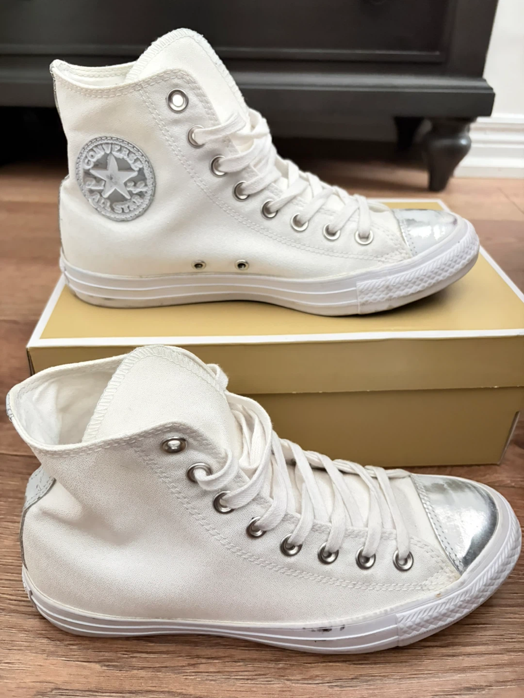 Converse All-Star High Top Sneakers White Silver