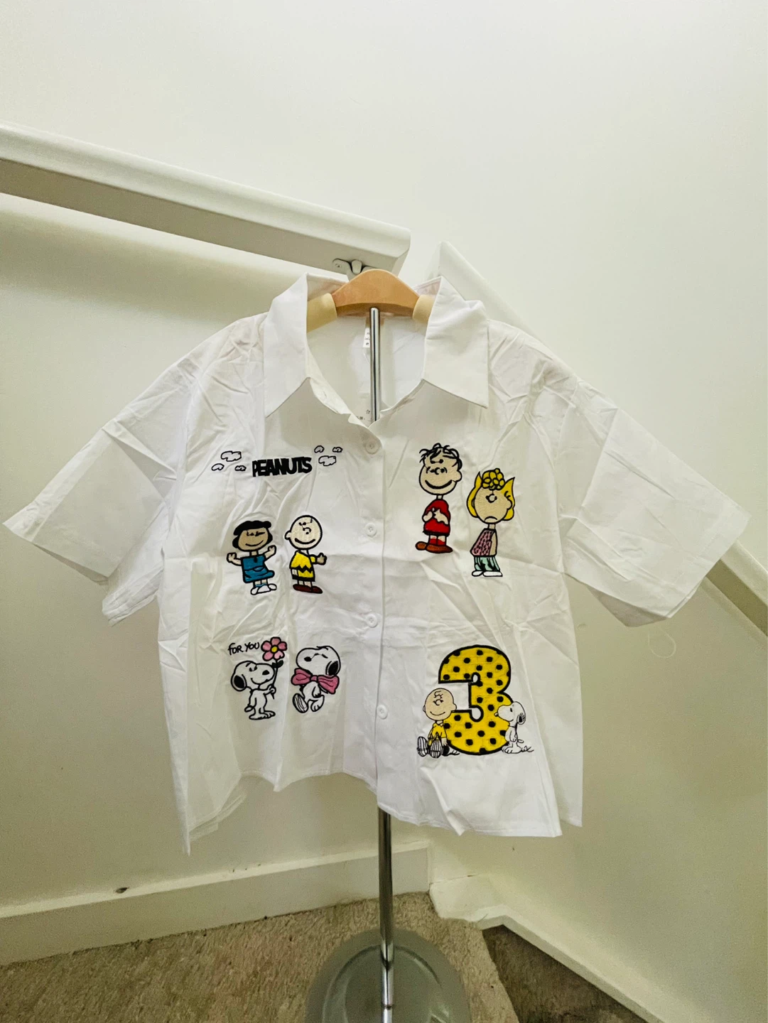 Peanuts White Button-Up Shirt