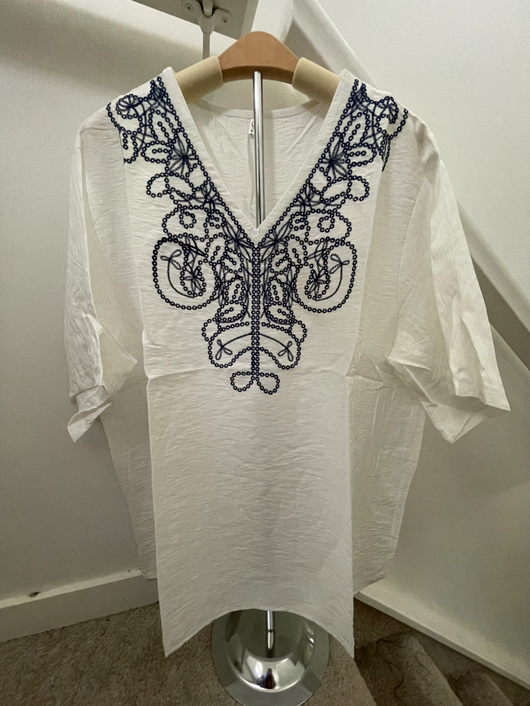 White Embroidered Tunic Top