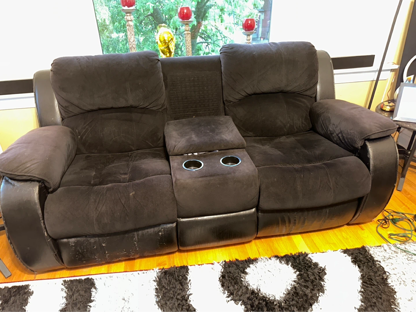 Black Reclining Sofa - photo 3