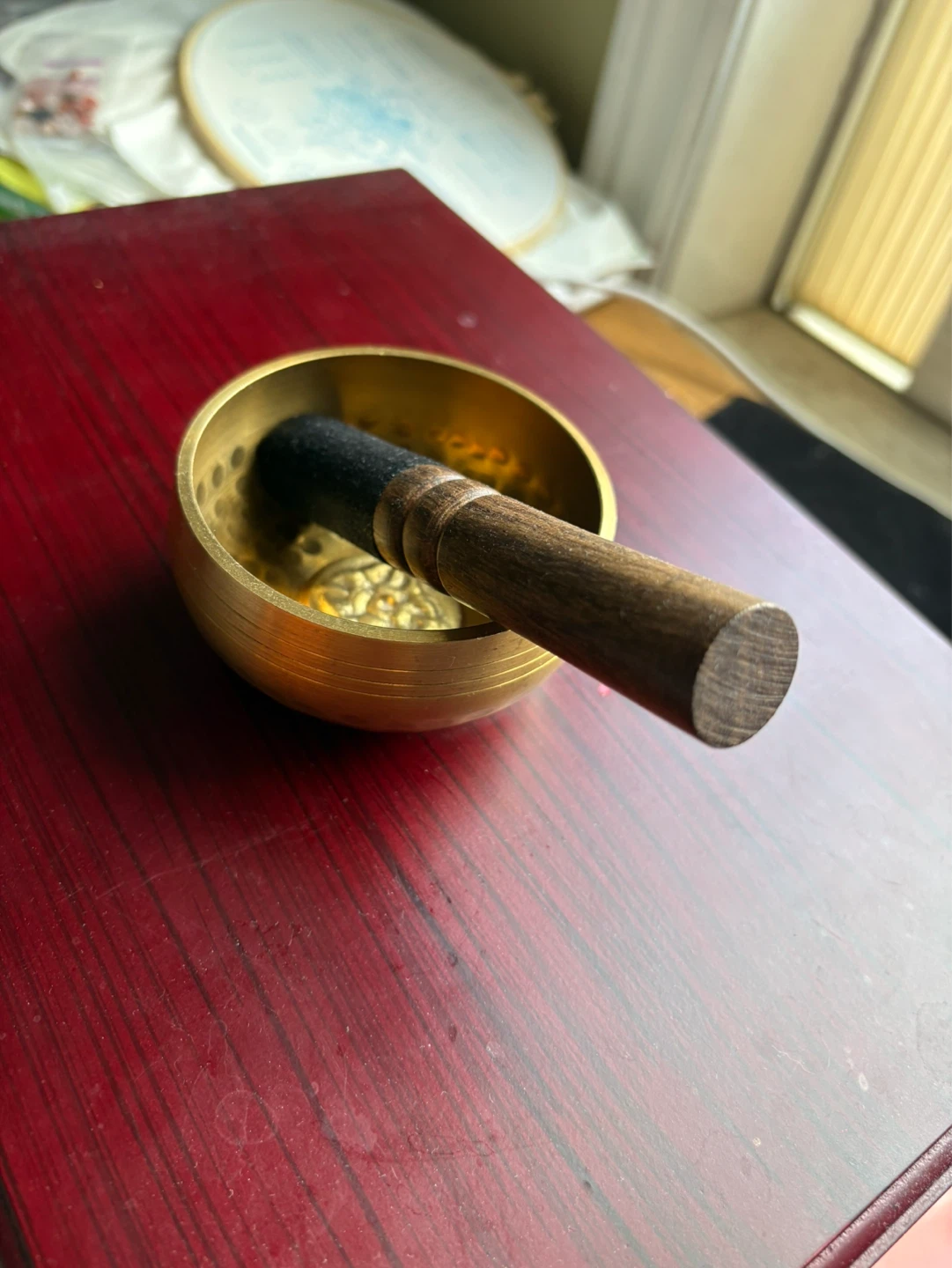 Brass Singing Bowl with Wooden Mallet - photo 2