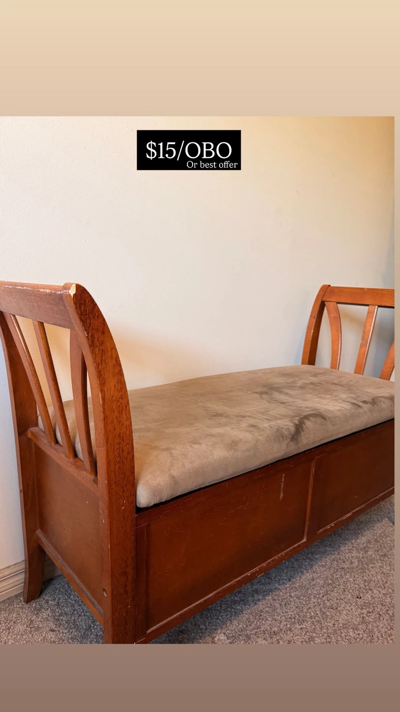 Wooden Storage Bench with Padded Seat