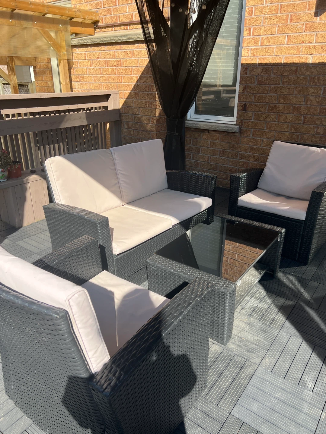 Wicker Outdoor Armchair with Cushions