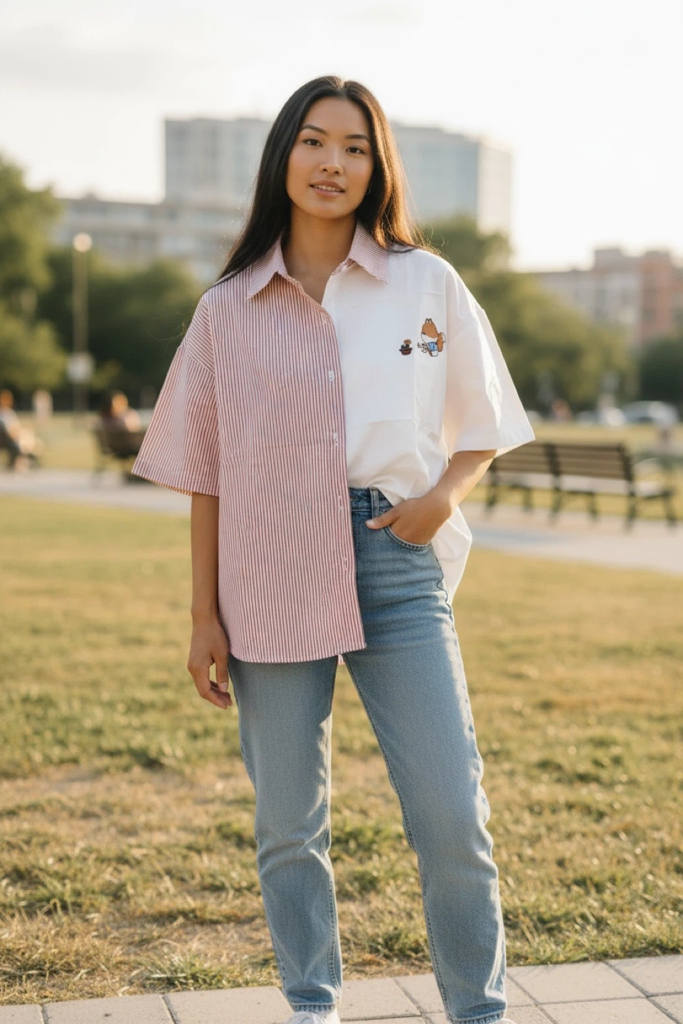 Colourful Striped & Embroidered Short Sleeve Shirt - photo 3
