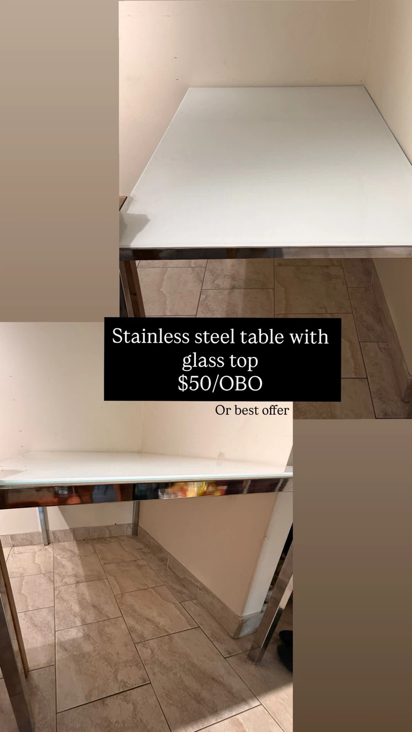 Stainless Steel Table with Glass Top
