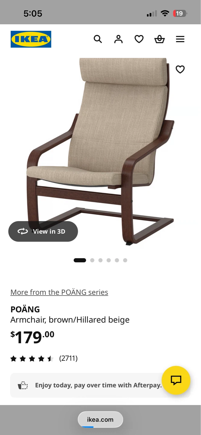 IKEA POÄNG Armchair, brown/Hillared beige