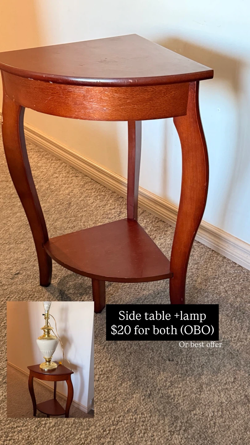 Corner Side Table + Lamp