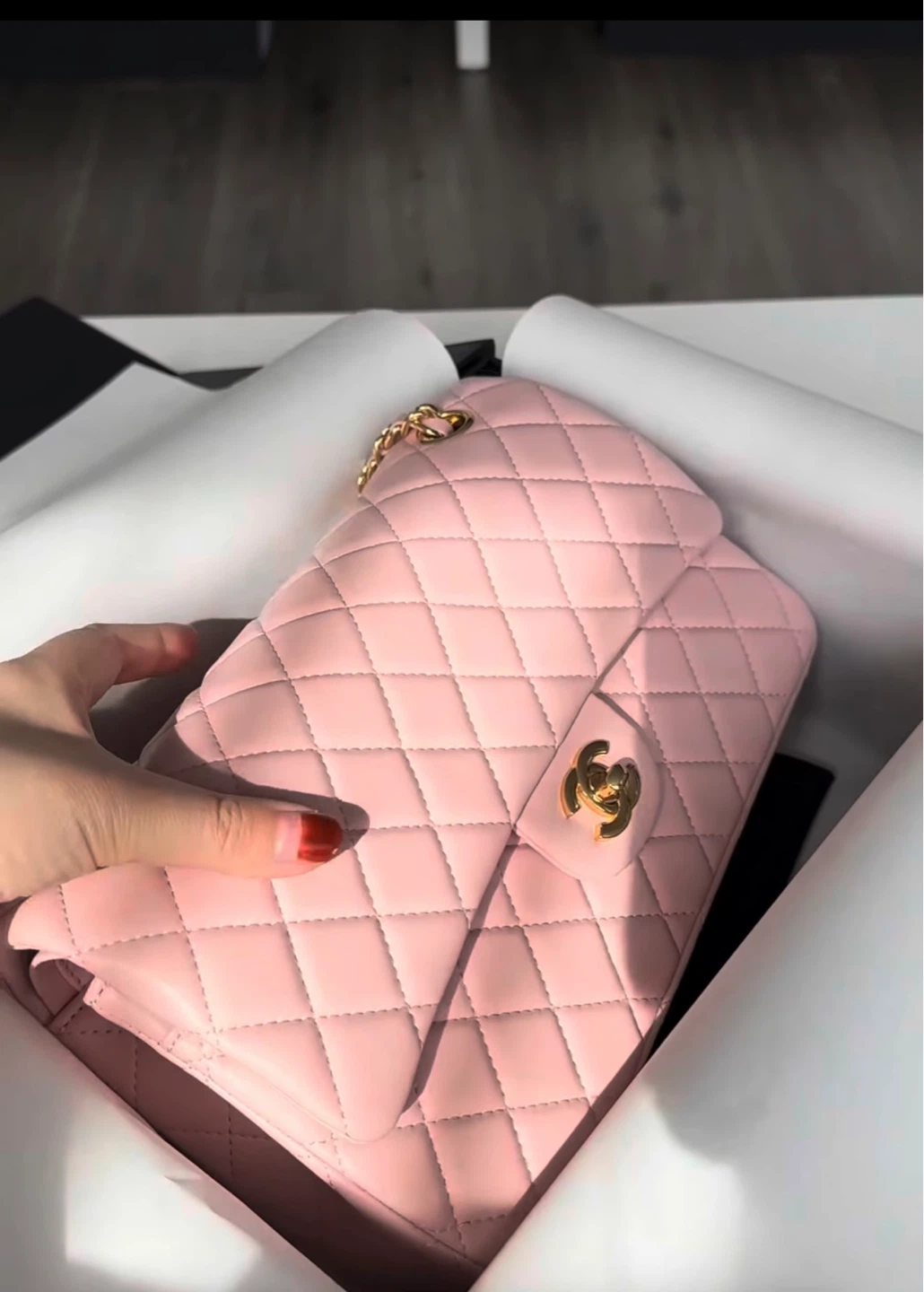 Chanel Double Flap Medium Bag in Pink