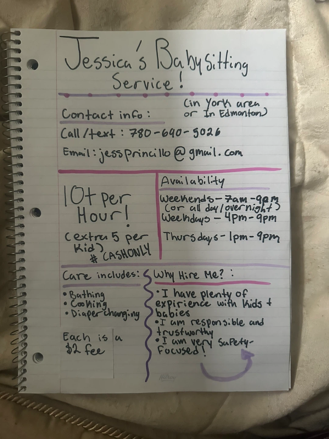 Jessica's Babysitting Service - Edmonton Area