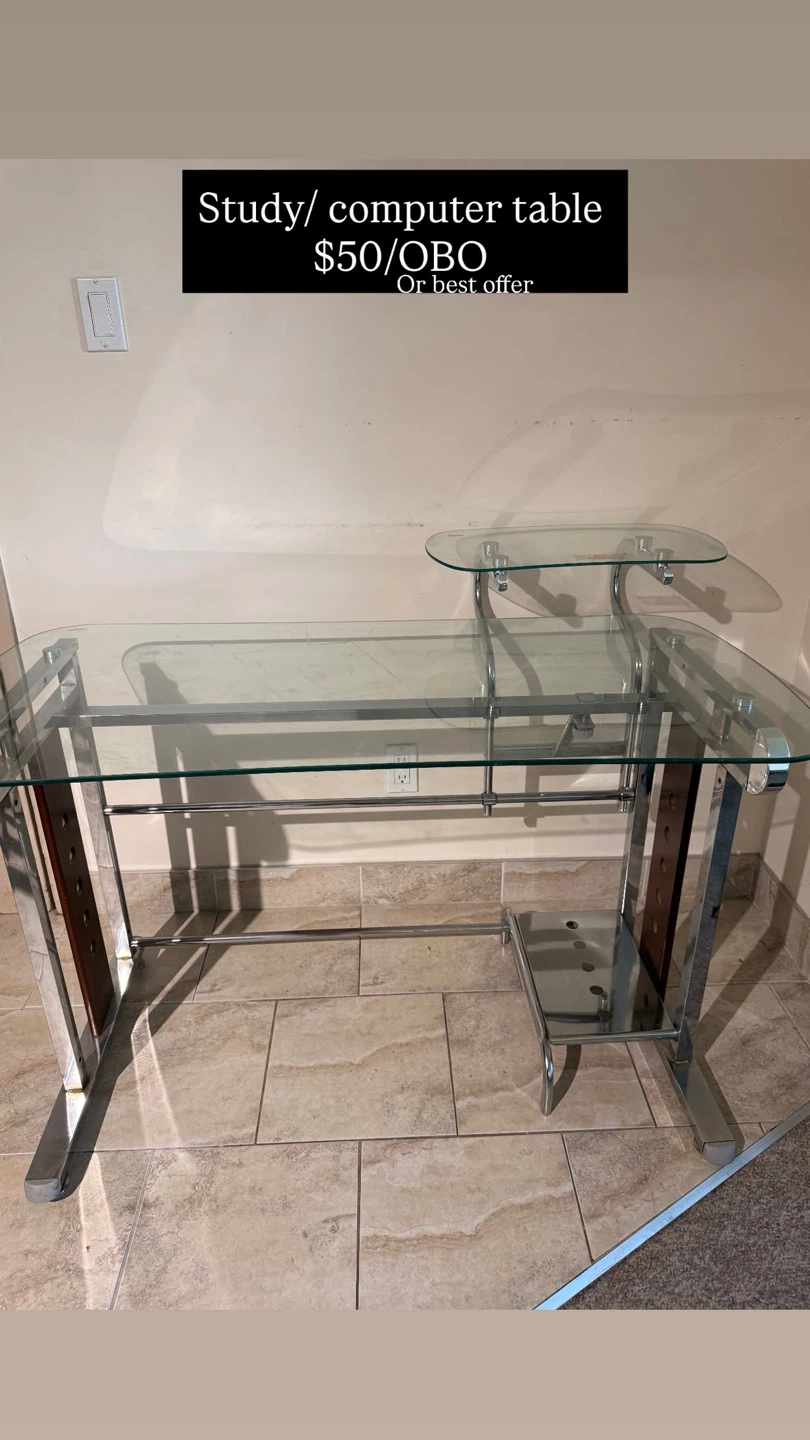 Study/Computer Table with Glass Top