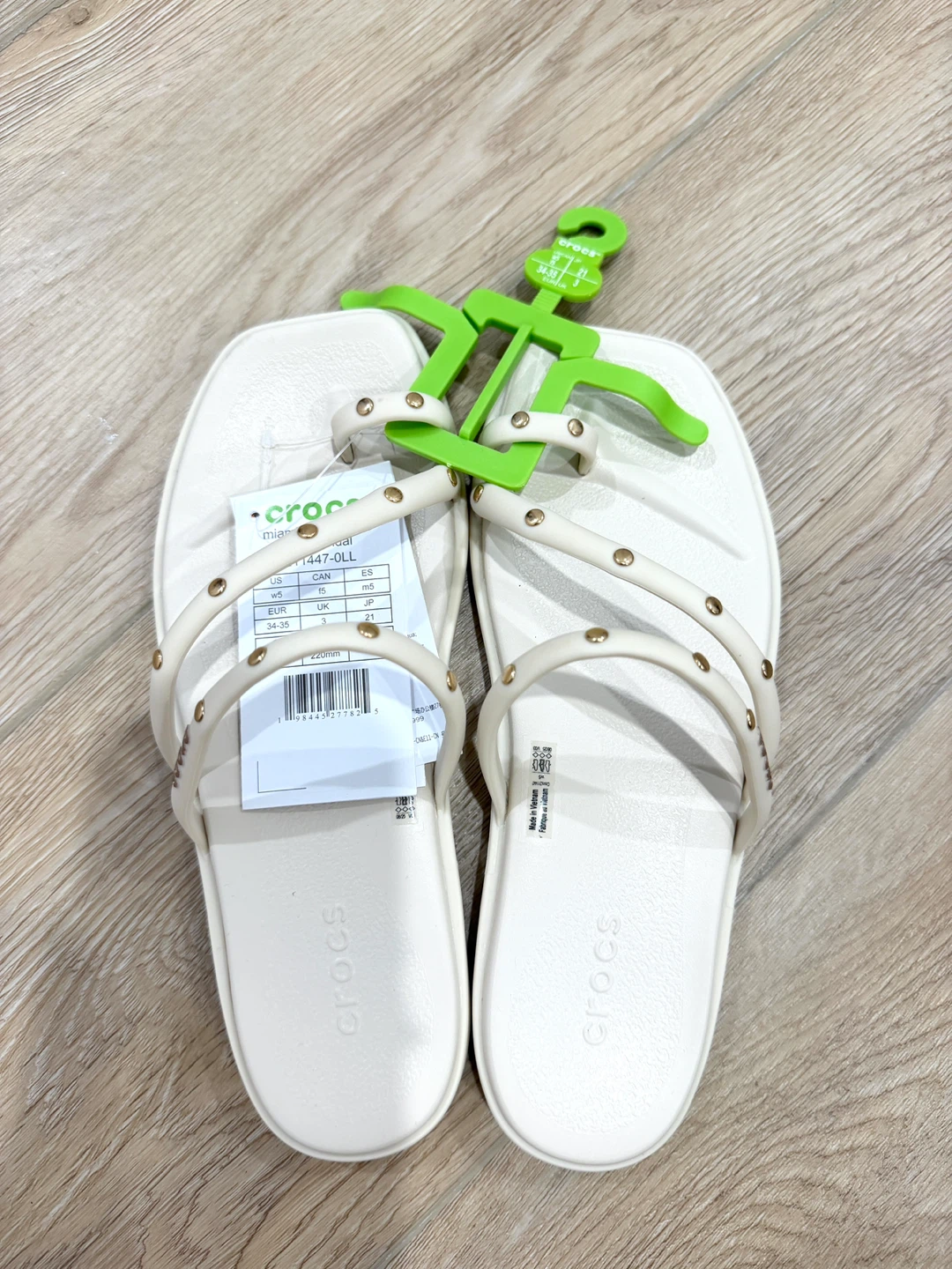 Crocs Studded Miami Toe Strap Tan Size 5