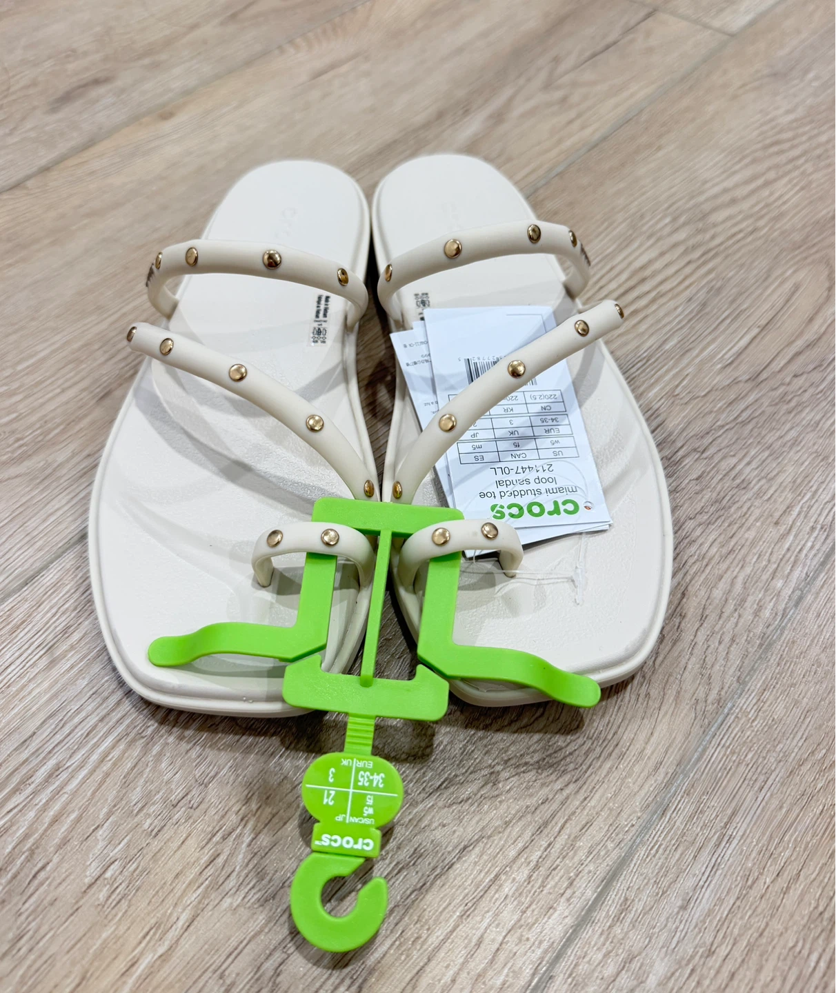 Crocs Studded Miami Toe Strap Tan Size 5 - photo 3