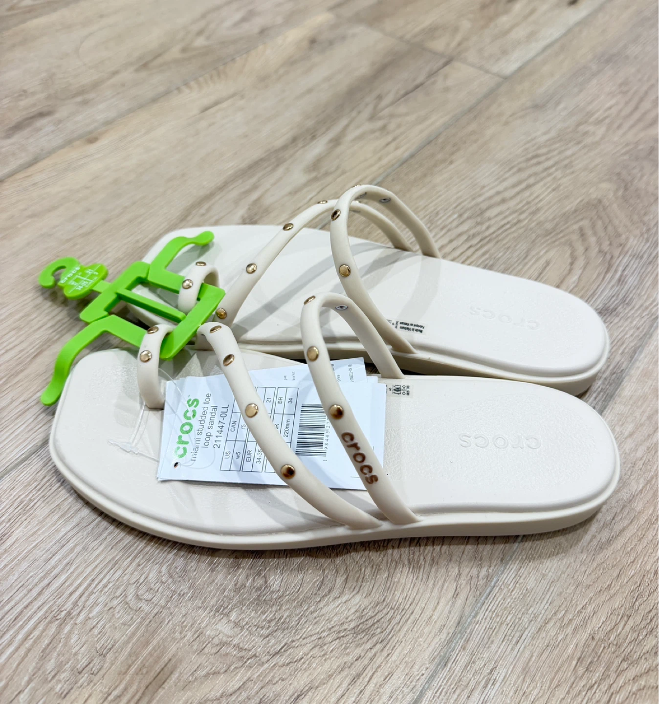 Crocs Studded Miami Toe Strap Tan Size 5 - photo 2