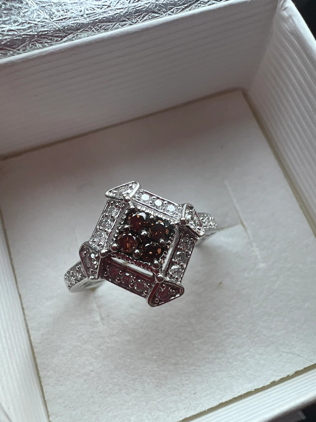 14K White Gold Diamond Cluster Ring - photo 5