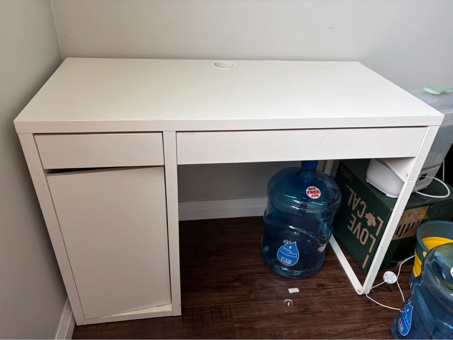 White Writing Desk with Drawers