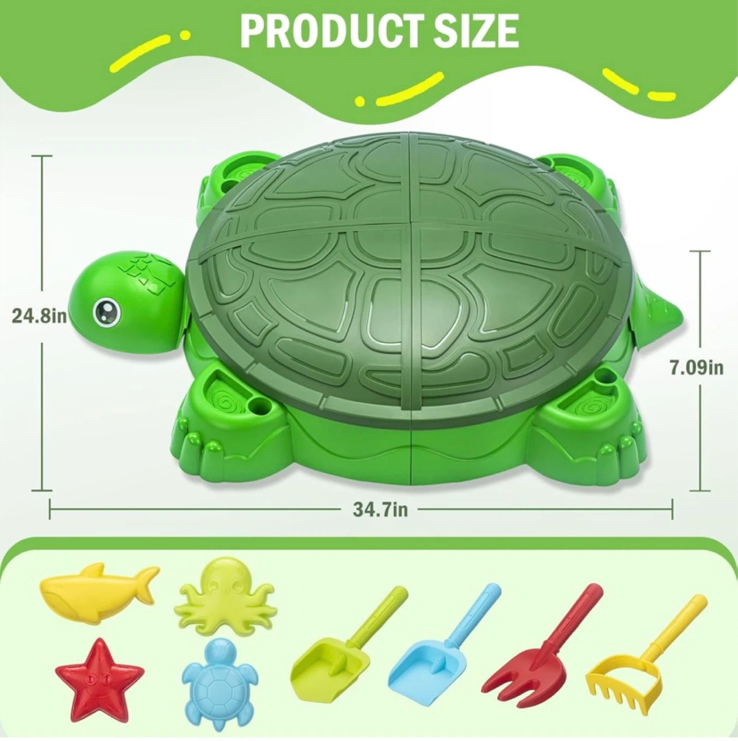 New Turtle Sandbox with Lid & Beach Toys Set - photo 2