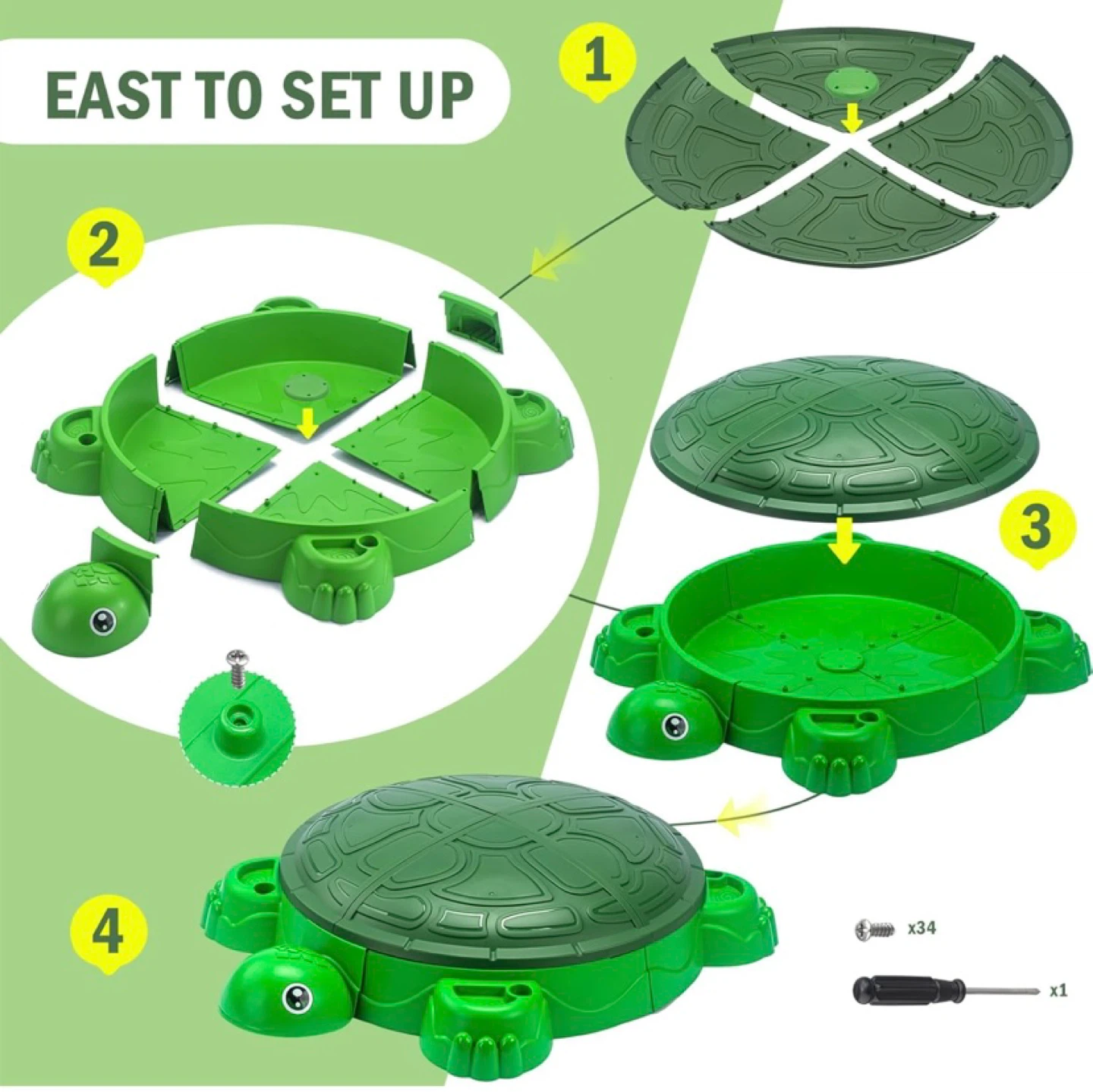 New Turtle Sandbox with Lid & Beach Toys Set - photo 4