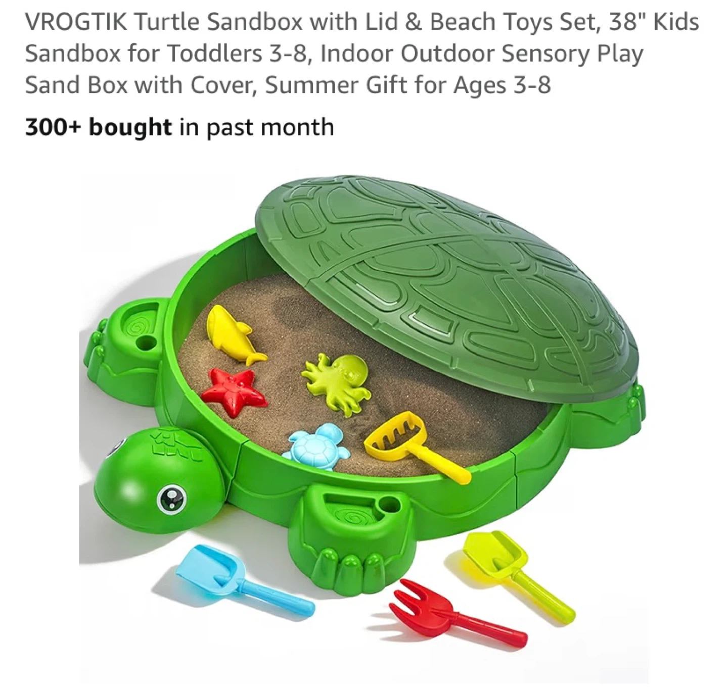 New Turtle Sandbox with Lid & Beach Toys Set
