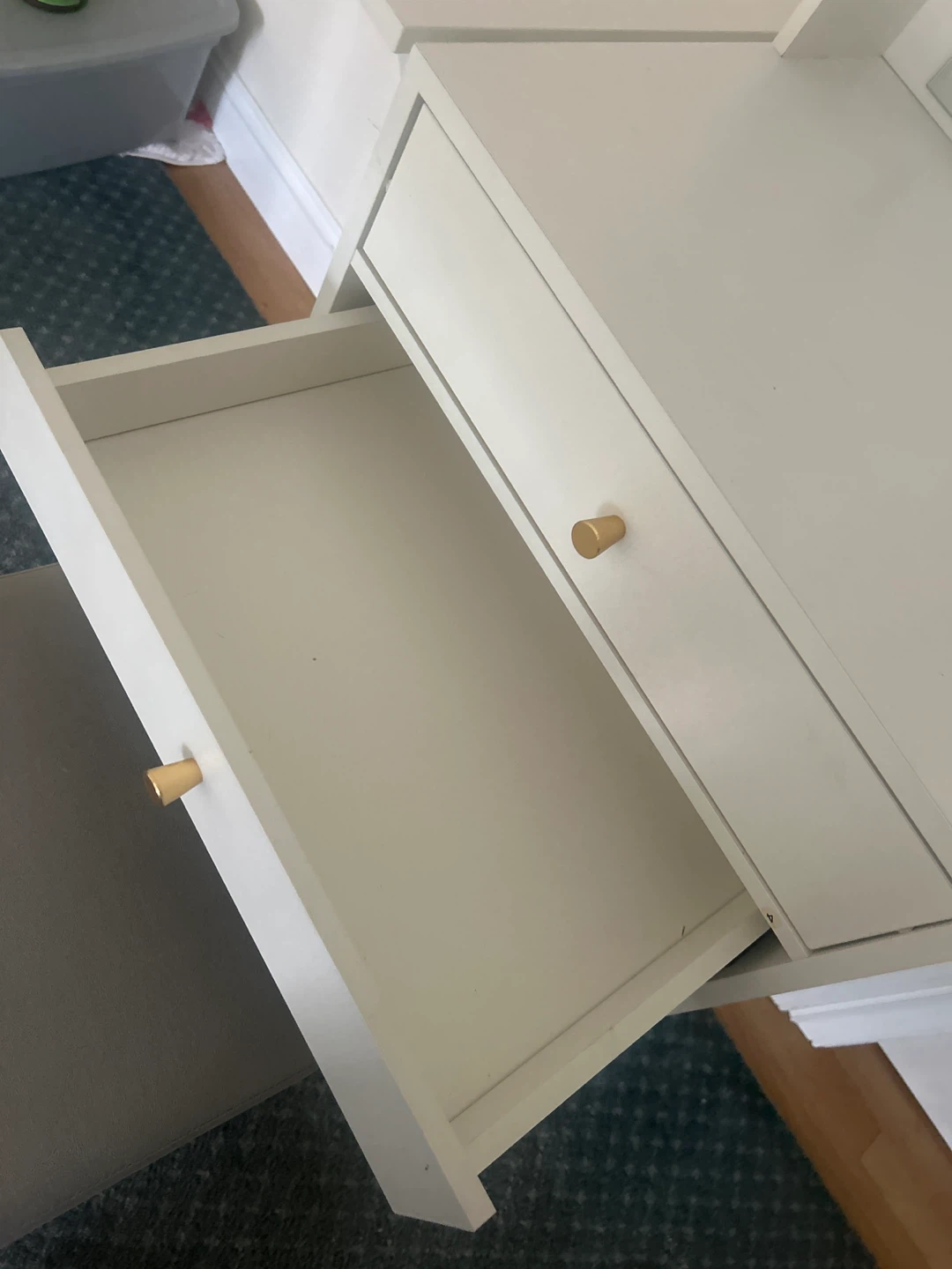 White Vanity Desk with Mirror and Stool - photo 4