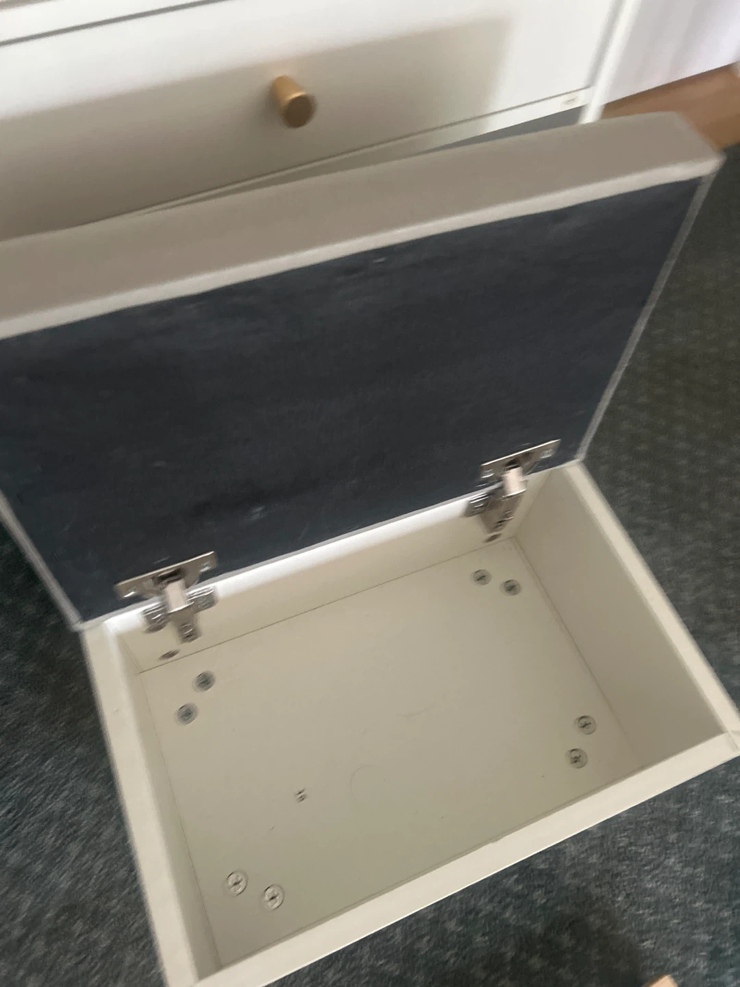 White Vanity Desk with Mirror and Stool - photo 5