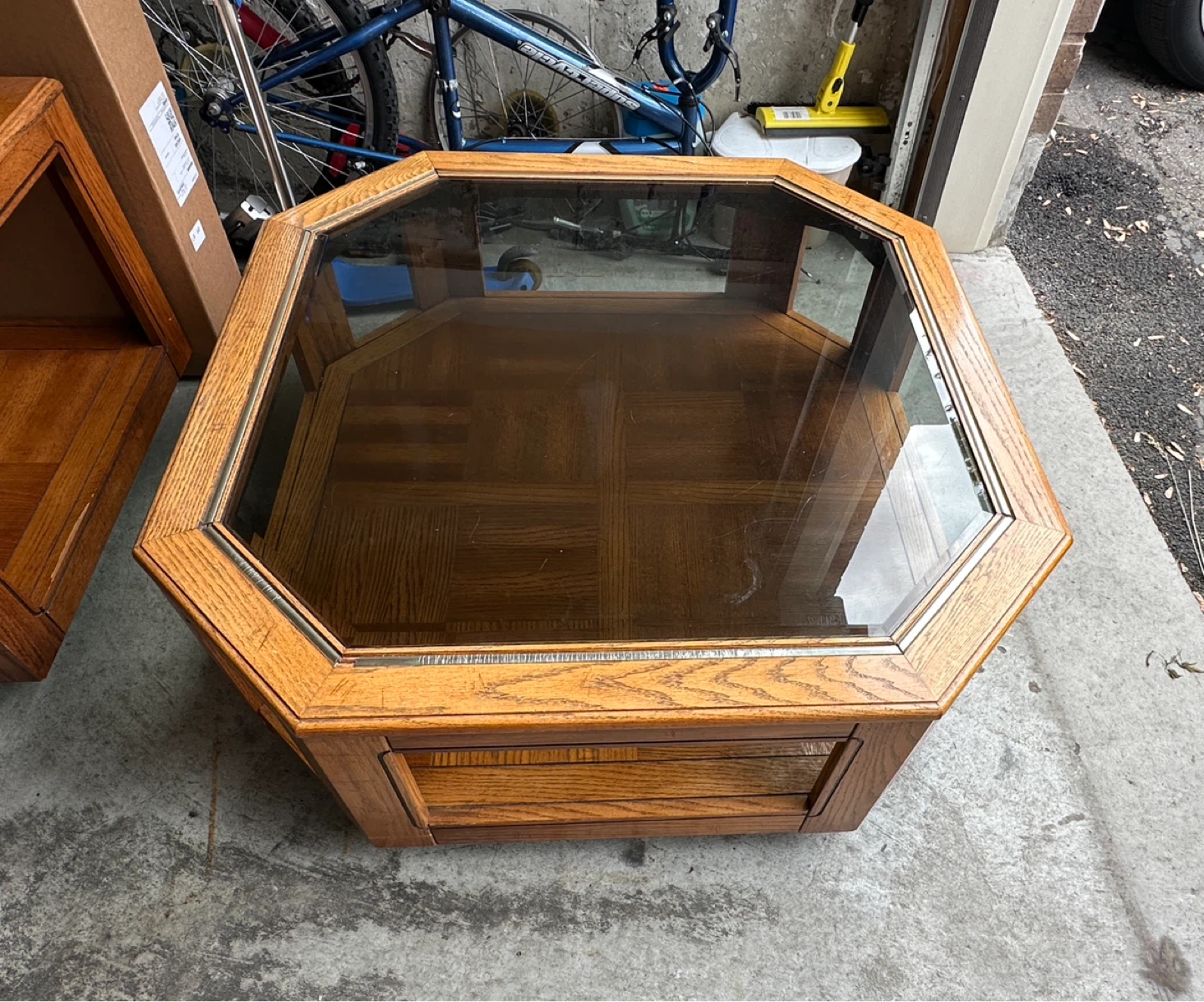 Oak Coffee Table with Glass Top