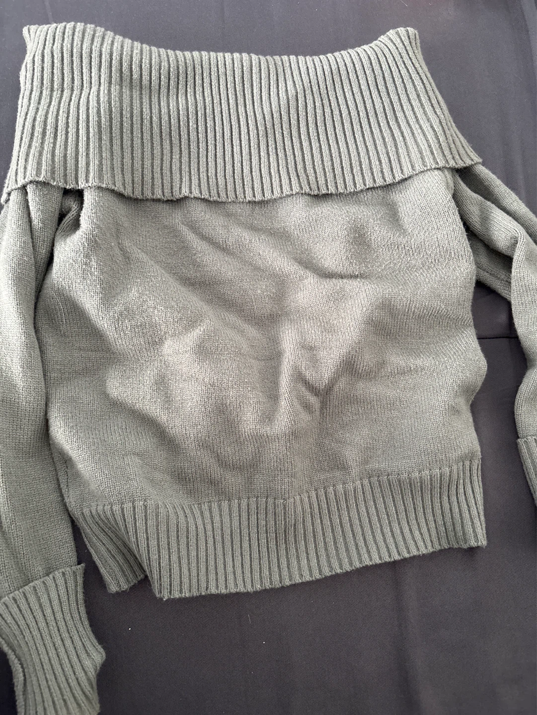 Grey Off-the-Shoulder Sweater