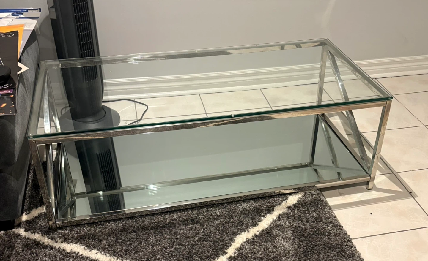 Glass and Chrome Coffee Table  modern look