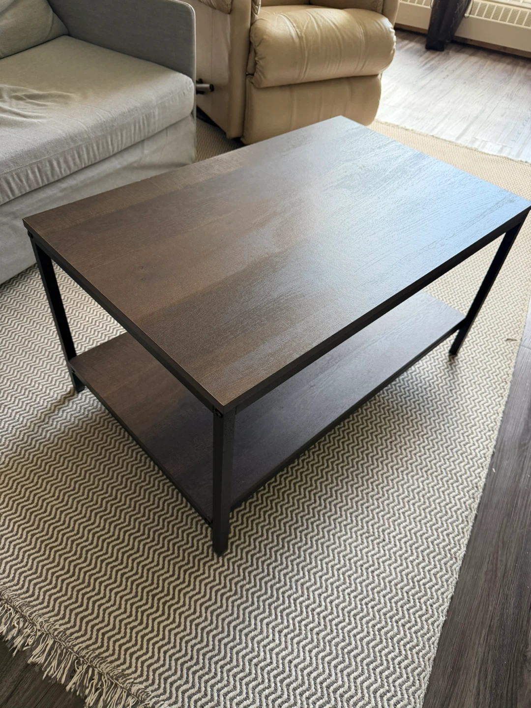 Dark Wood Coffee Table with Shelf