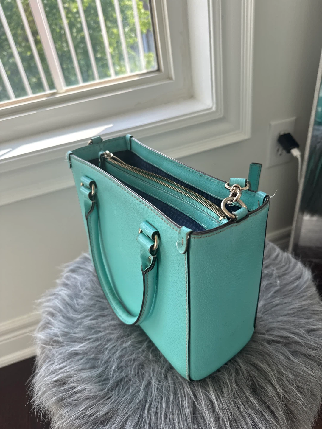 Kate Spade Turquoise Pebble Leather Tote Bag - photo 2
