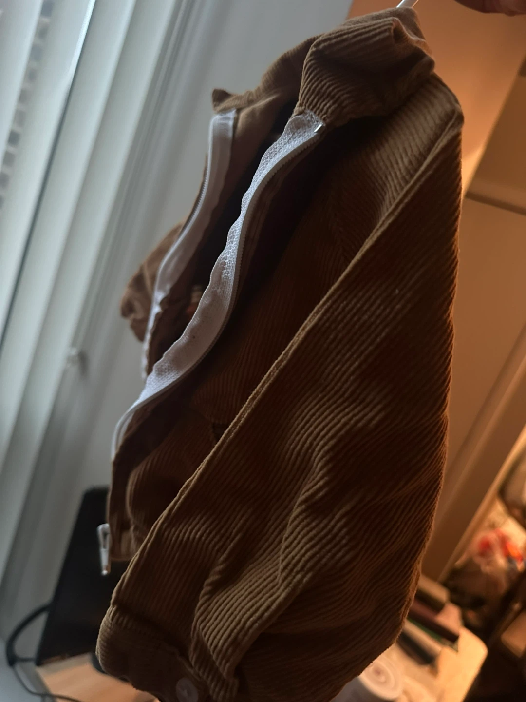 Brown Corduroy Jacket with Plaid Pockets - photo 4