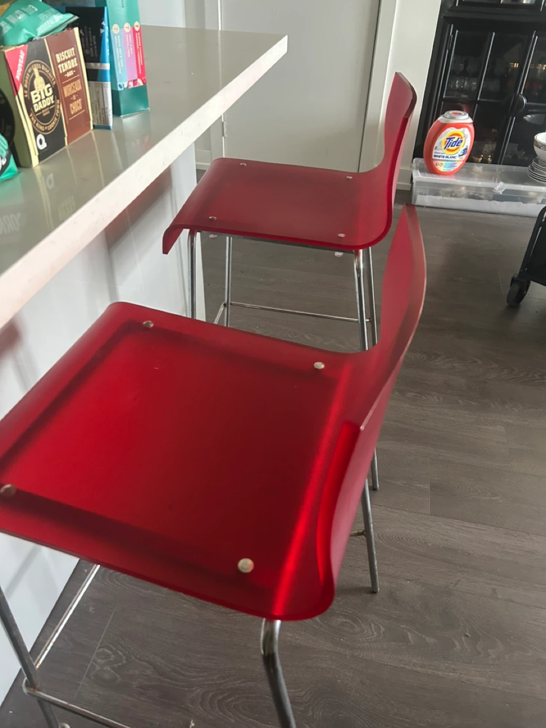 Red Acrylic Bar Stools (Set of 2) - photo 3