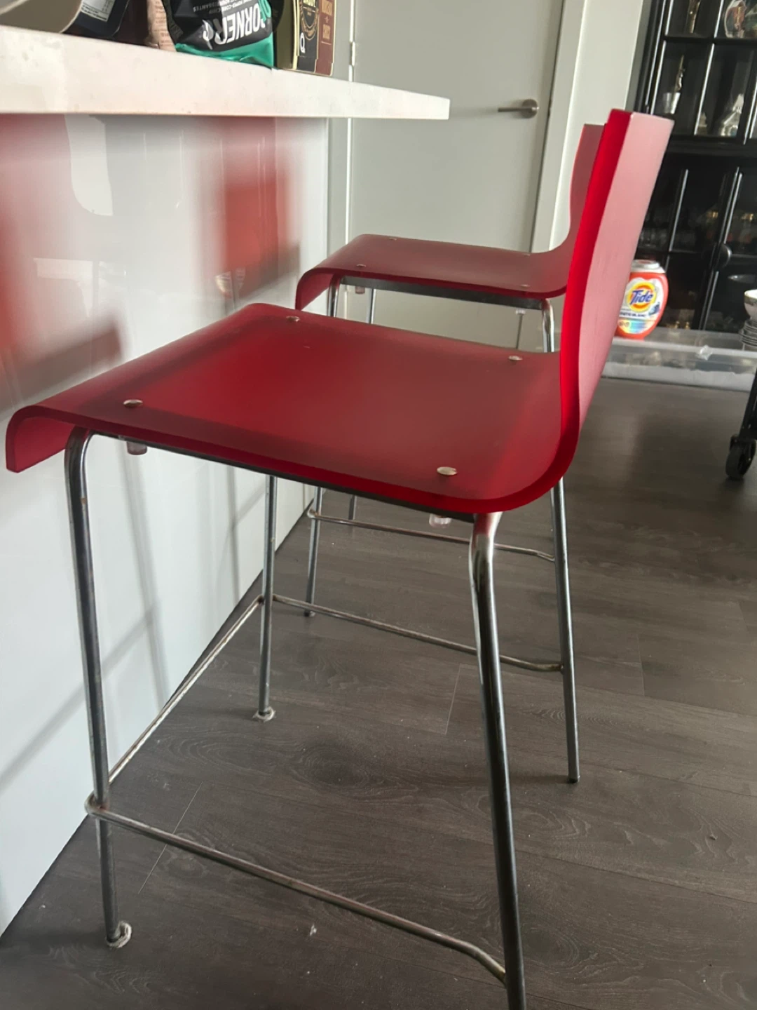 Red Acrylic Bar Stools (Set of 2) - photo 4