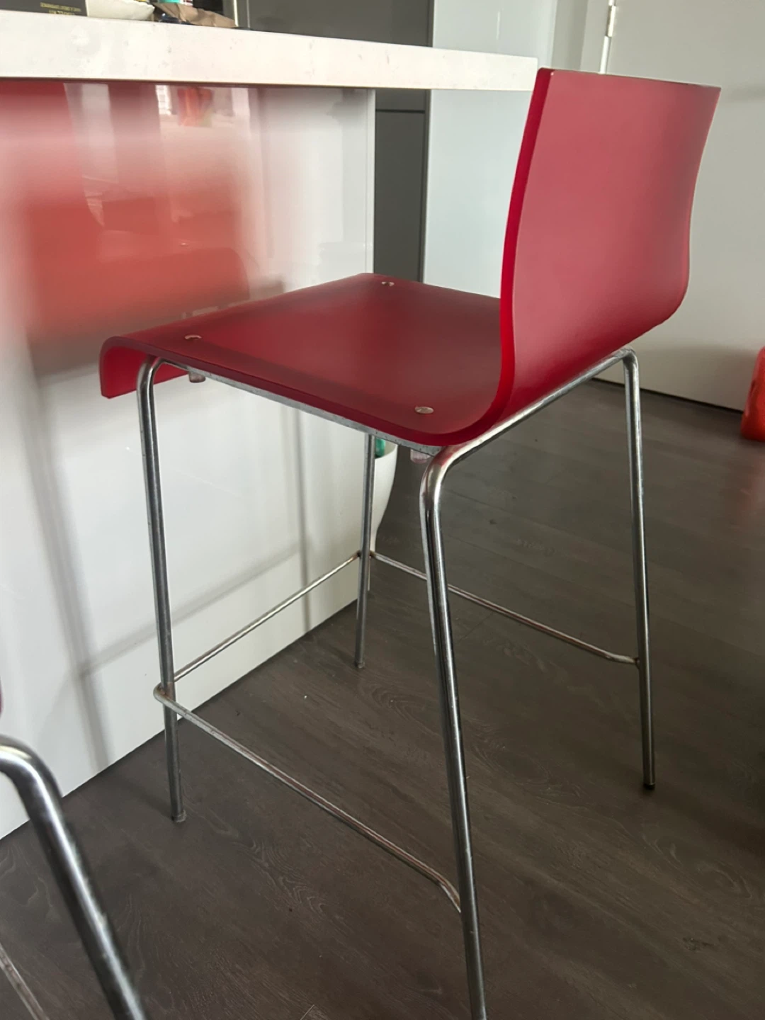 Red Acrylic Bar Stools (Set of 2)