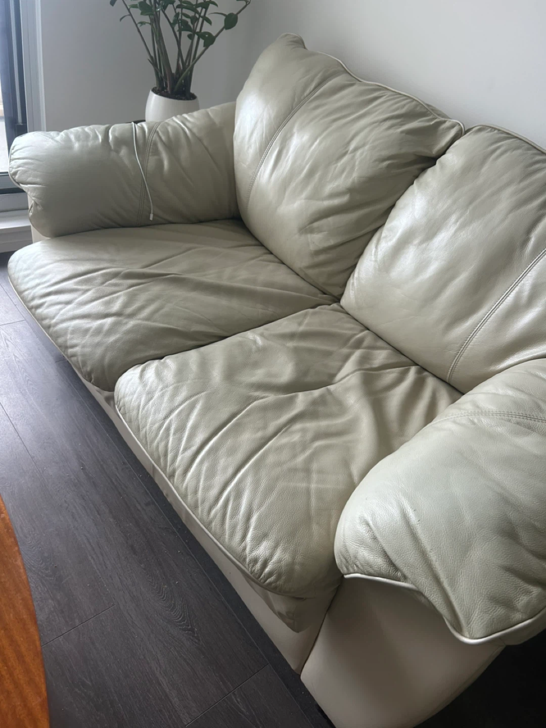 Cream Leather Sofa