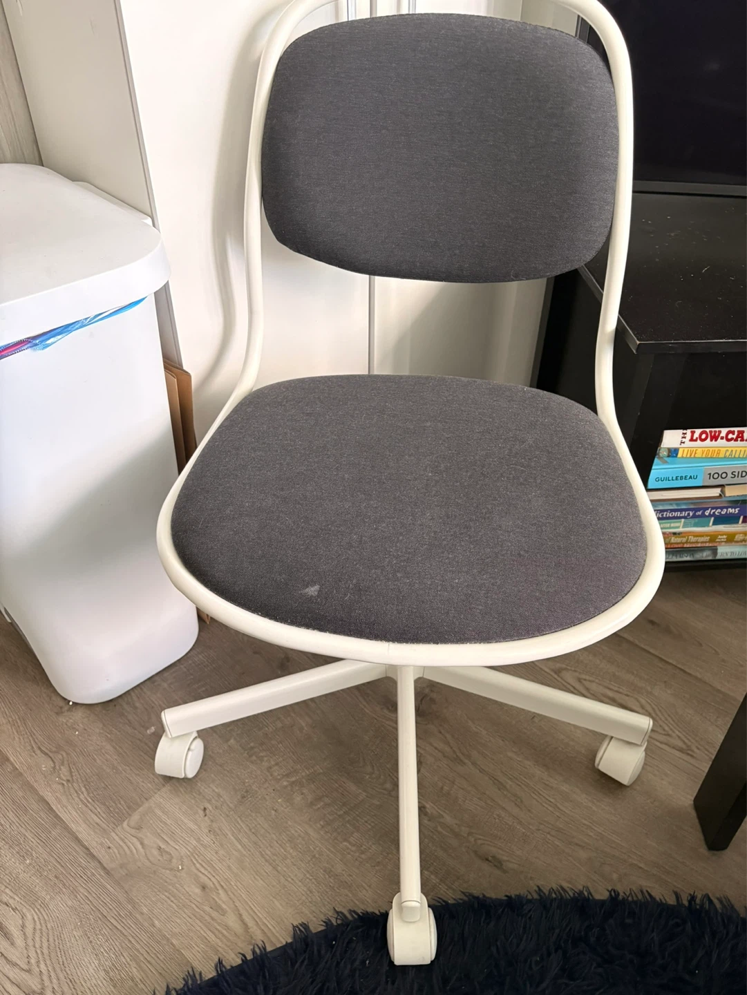 Grey Fabric Office Chair with White Frame