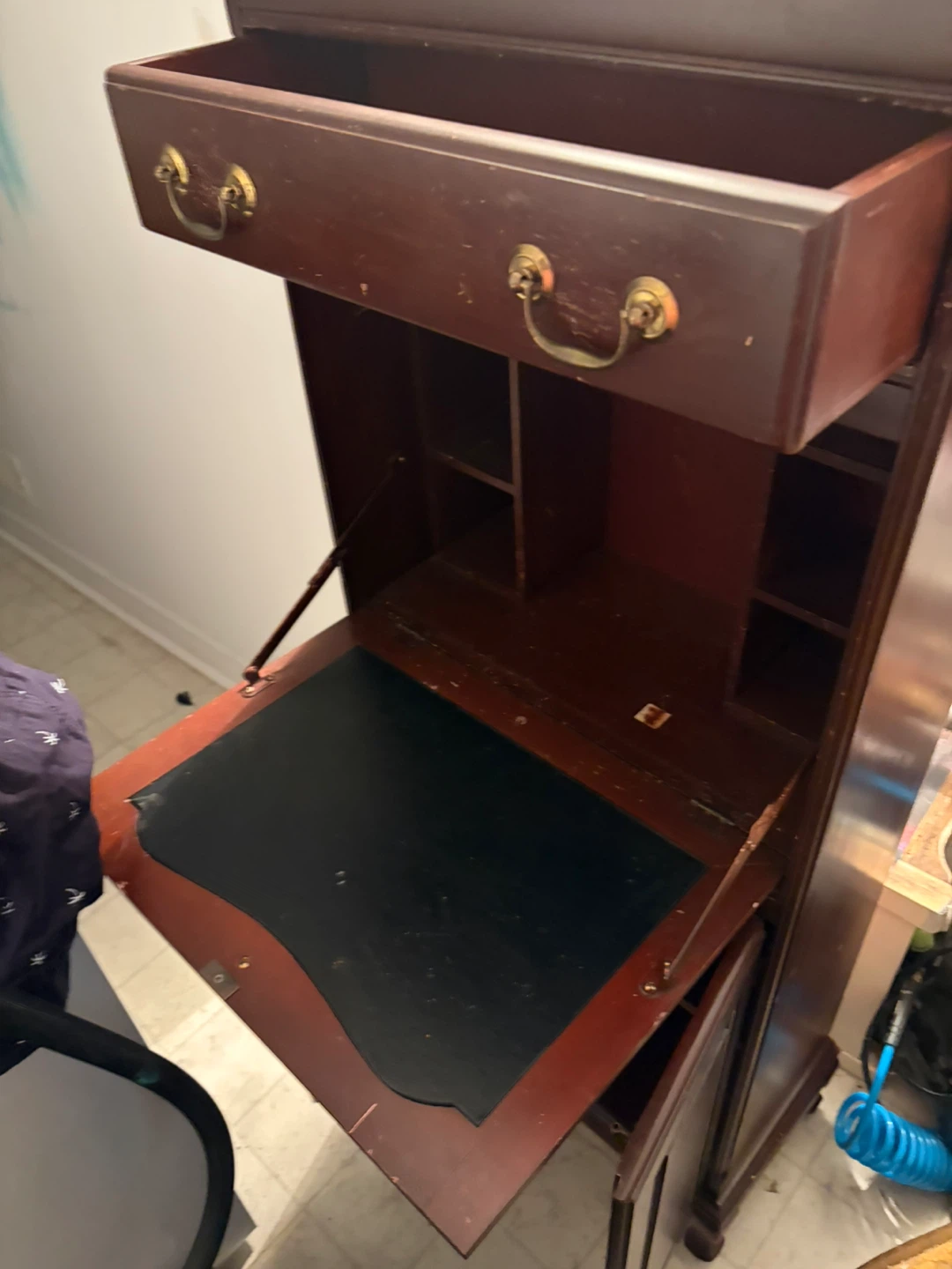Dark Brown Secretary Desk with Hutch