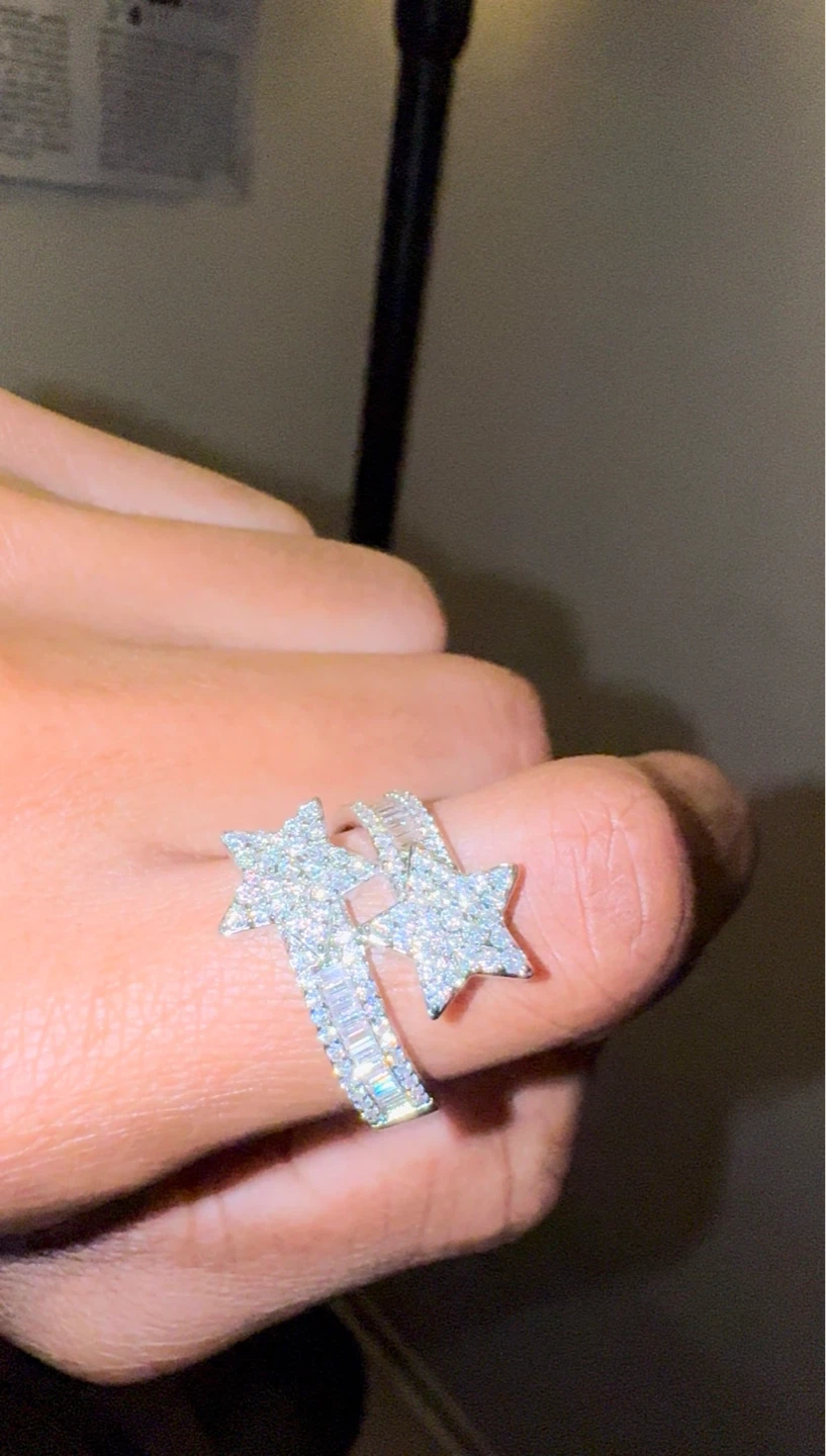 GRA Certified Shooting Star Moissanite Ring Size 10 | 925 Silver - photo 2