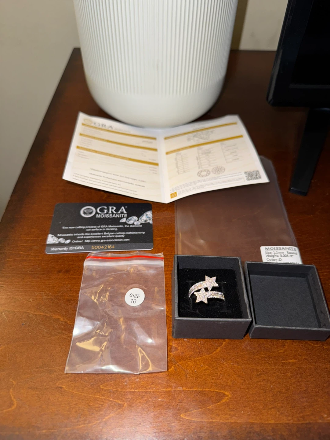 GRA Certified Shooting Star Moissanite Ring Size 10 | 925 Silver