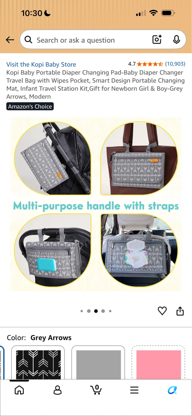 Kopi Baby Portable Diaper Changing Pad & Bag - Grey Arrows - photo 2
