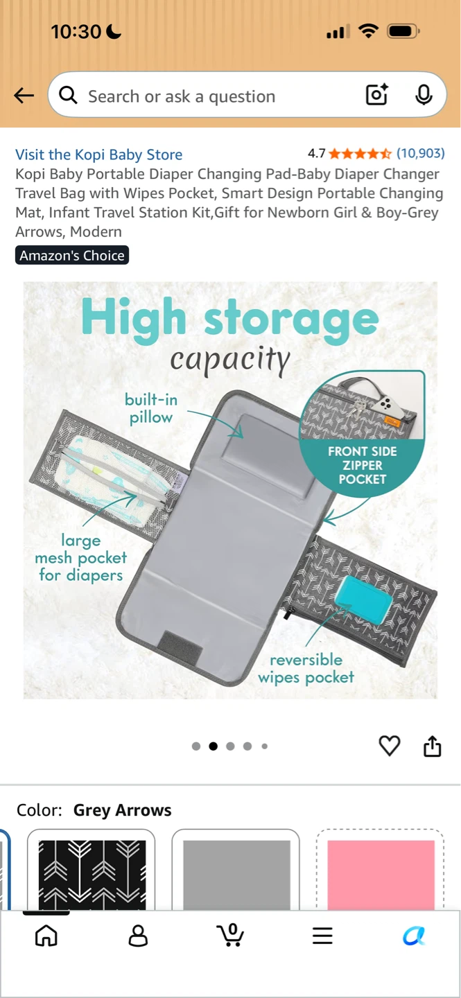 Kopi Baby Portable Diaper Changing Pad & Bag - Grey Arrows - photo 3