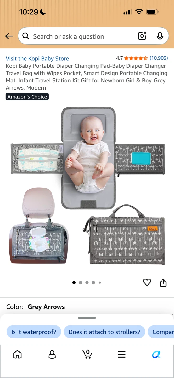 Kopi Baby Portable Diaper Changing Pad & Bag - Grey Arrows - photo 4